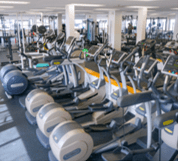 A gym filled with equipment